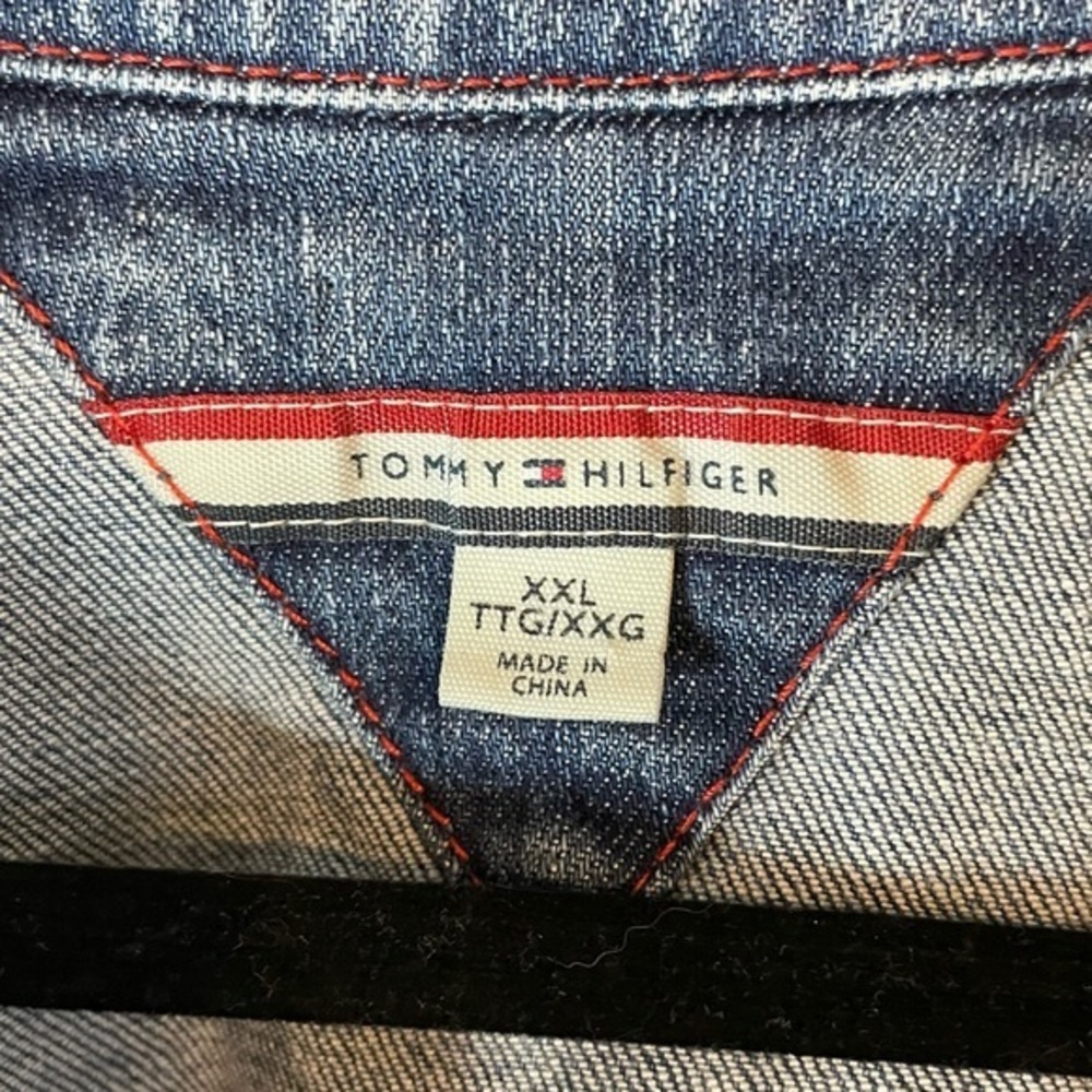 Tommy Hilfiger Unisex Medium Wash Trucker Denim Jean Jacket‎ Size XXL - Picture 5 of 8